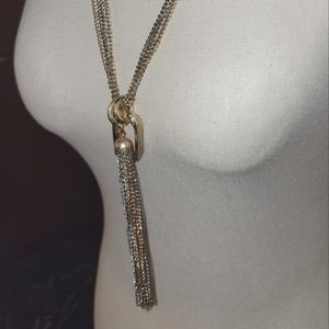 Tri color gold y knot necklace